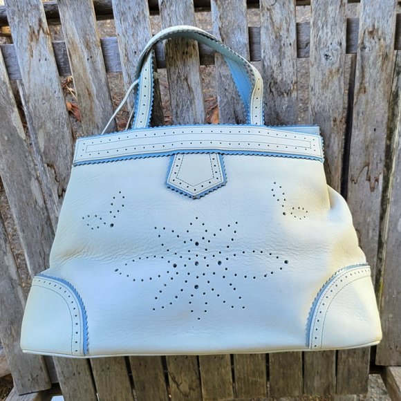 ANTONIO MELANI Off White Nubuck Leather Satchel Bag - Picture 2 of 7